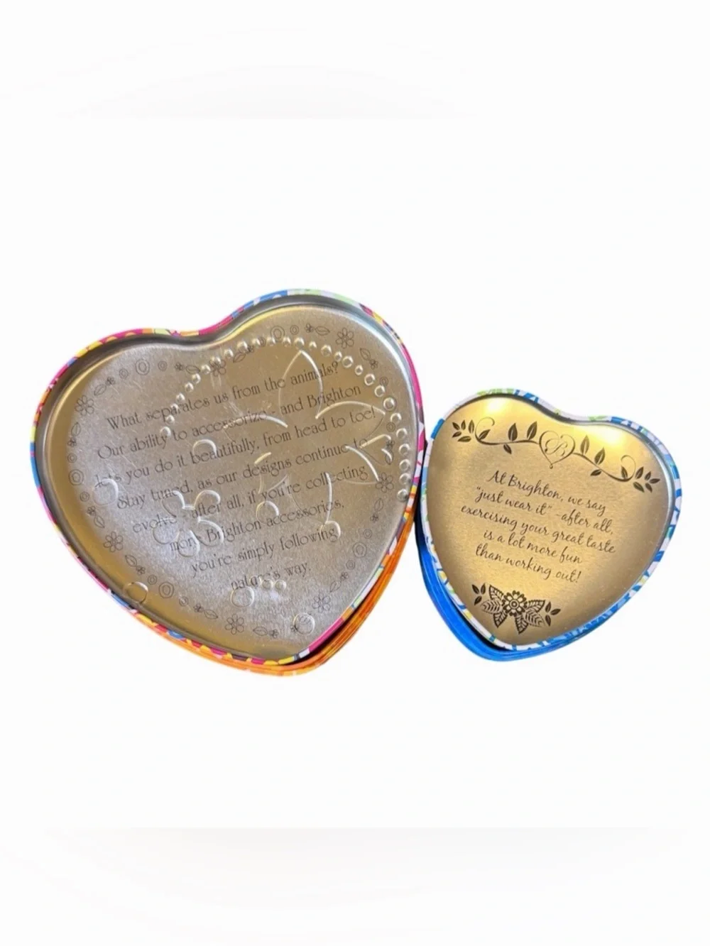 Brighton Collectable Heart Shaped Tin Trinket Jewelry Box Lot of 2